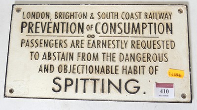 Lot 410 - A reproduction cast iron railway sign 15.5x29.5cm