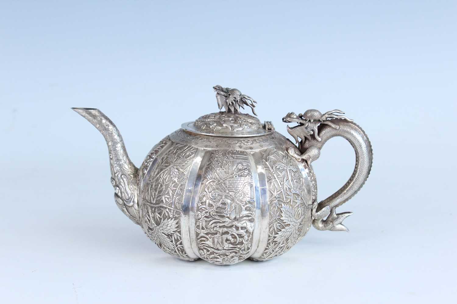 Lot 58 - A Chinese silver export ‘pumpkin-shaped’...