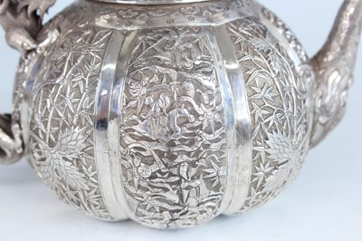 Lot 58 - A Chinese silver export ‘pumpkin-shaped’...