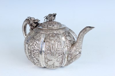 Lot 58 - A Chinese silver export ‘pumpkin-shaped’...