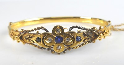 Lot 2296 - A late Victorian yellow metal sapphire and...