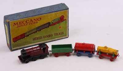 Lot 1103 - Dinky Toys Pre-war No. 19 mixed goods train...