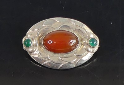 Lot 112 - Georg Jensen - a silver oval leaf brooch,...