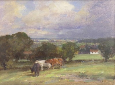 Lot 343 - Owen Waters (1916-2004) - Cattle in a Norfolk...