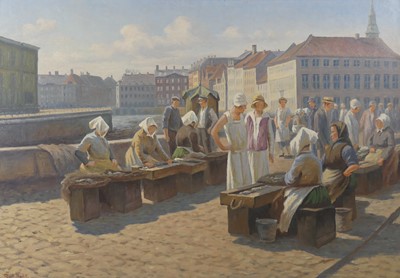 Lot 375 - Axel Dahl (German 1832-1880) - Fishwives and...