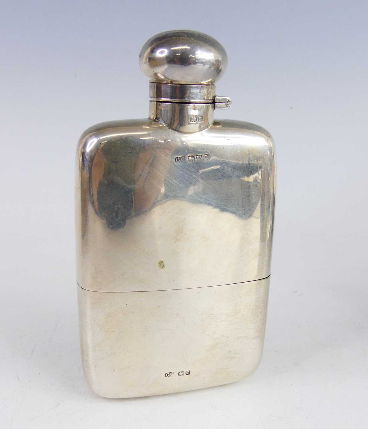 Lot 2099 - A George V silver hip flask, of typical oblong...