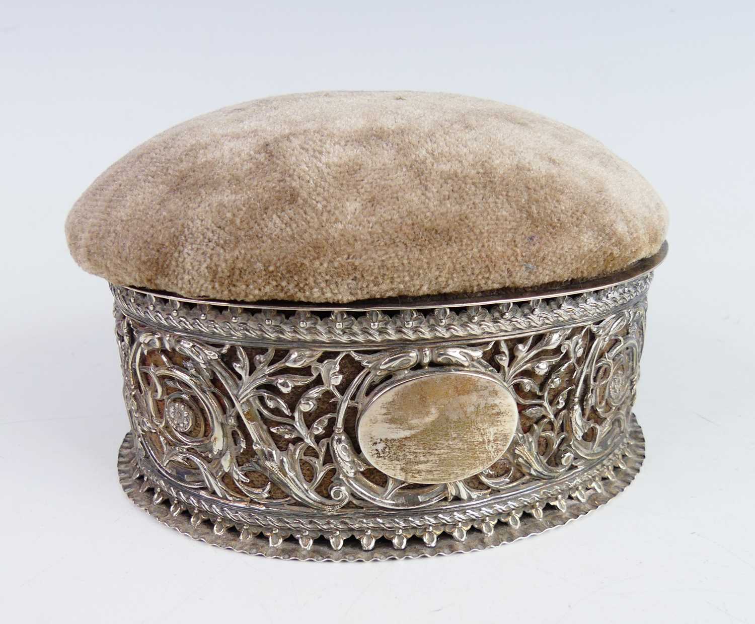 Lot 2106 - A Victorian silver cased pin cushion box, of...
