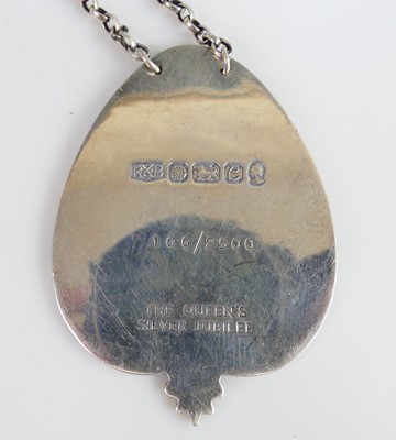 Lot 2102 - A collection of five silver decanter collars,...