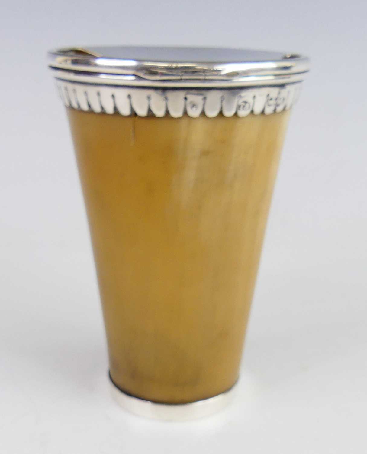 Lot 2098 - A Victorian silver mounted horn beaker, of...