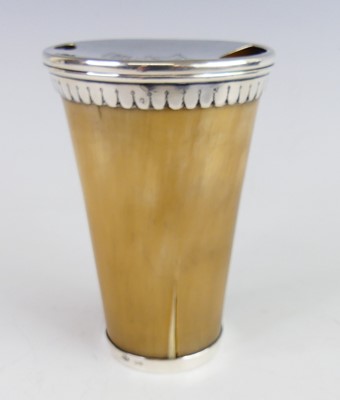 Lot 2098 - A Victorian silver mounted horn beaker, of...
