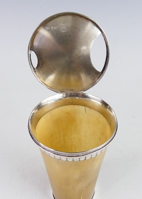Lot 2098 - A Victorian silver mounted horn beaker, of...