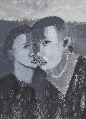 Lot 372 - Robin Warnes (b.1952) - Couple, acrylic on...
