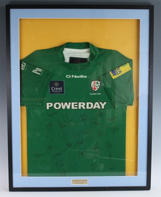 Lot 1572 - Rugby Union, a multi signed London Irish team...