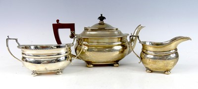 Lot 2191 - A George V silver three-piece tea set,...