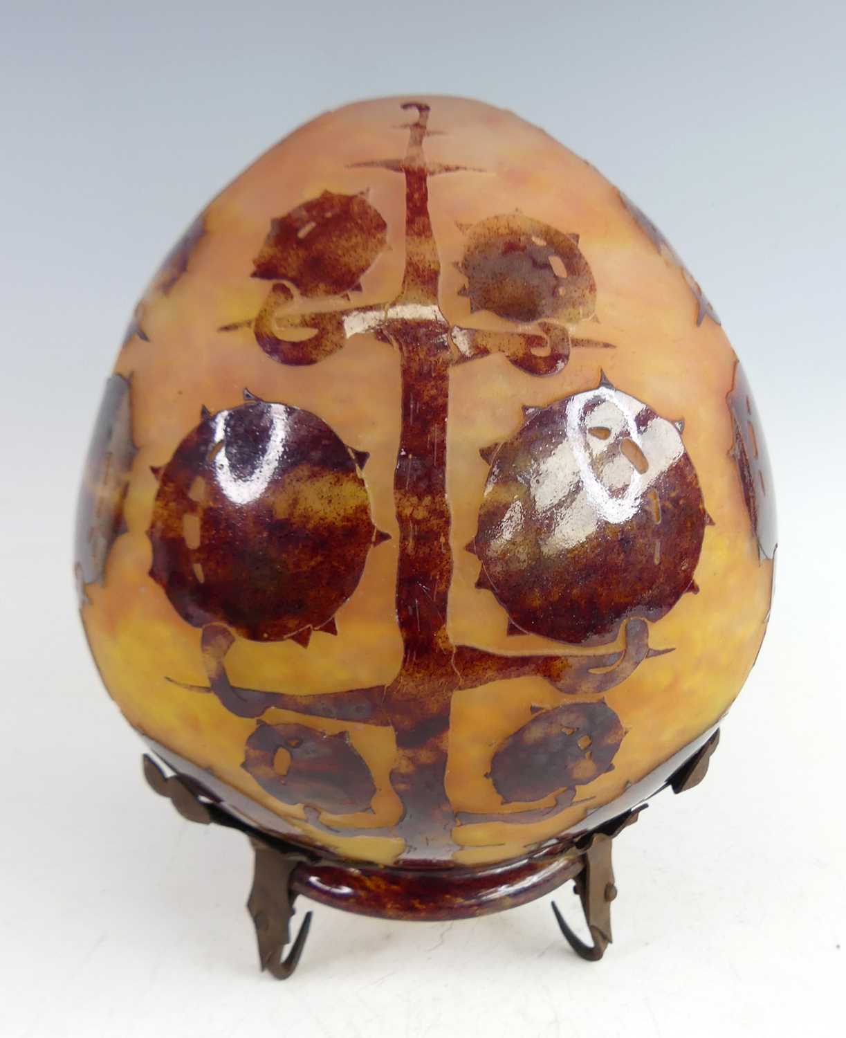 Lot 69 - A French Art Deco cameo glass ceiling pendant...