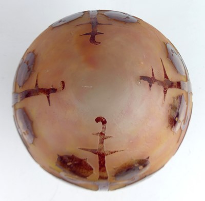 Lot 69 - A French Art Deco cameo glass ceiling pendant...