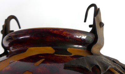 Lot 69 - A French Art Deco cameo glass ceiling pendant...