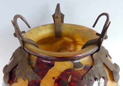 Lot 69 - A French Art Deco cameo glass ceiling pendant...