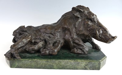 Lot 170 - B.C. Zheng - Warthog with piglets, bronze,...