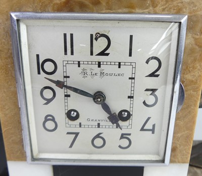 Lot 9 - A French Art Deco variegated marble clock...