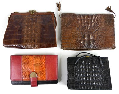 Lot 141 - A collection of three various crocodile skin...