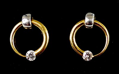 Lot 2641 - A pair of 18ct yellow and white gold diamond...
