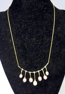 Lot 2740 - A new 18ct yellow gold cultured pink pearl and...