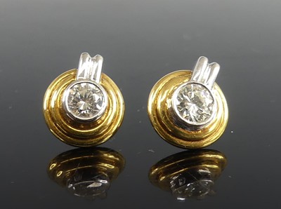 Lot 2286 - A pair of 18ct yellow and white gold diamond...