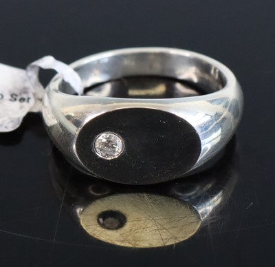 Lot 322 - A brand-new gent's silver diamond set signet...