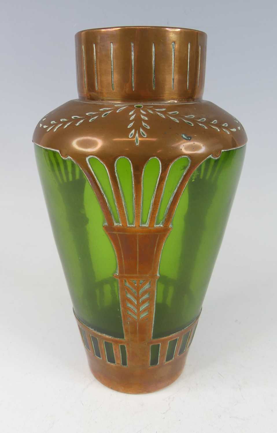 Lot 68 - An Austrian Secessionist green lustre glass...