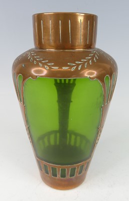 Lot 68 - An Austrian Secessionist green lustre glass...