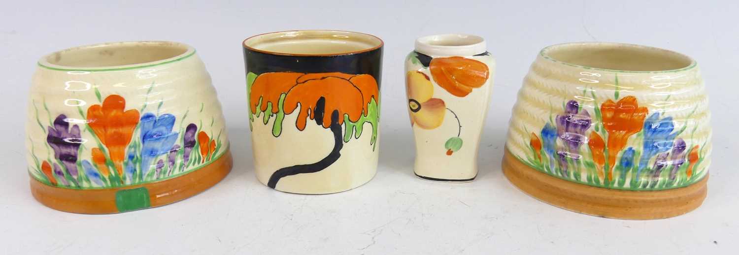 Lot 21 - Two 1930s Clarice Cliff pottery Crocus pattern...