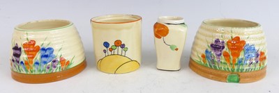 Lot 21 - Two 1930s Clarice Cliff pottery Crocus pattern...