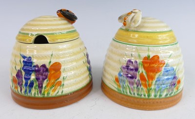 Lot 20 - Two 1930s Clarice Cliff Crocus pattern beehive...
