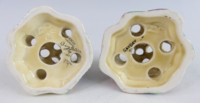 Lot 23 - Two 1930s Clarice Cliff pottery posy vases,...