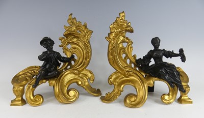Lot 2405 - A pair of Rococo Revival bronze and gilt...