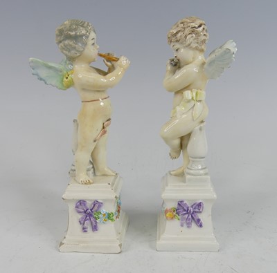 Lot 2046 - A pair of 18th century porcelain figures of...