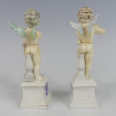 Lot 2046 - A pair of 18th century porcelain figures of...