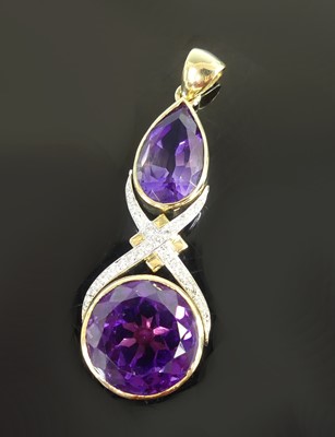 Lot 362 - A yellow and white metal, amethyst and diamond...