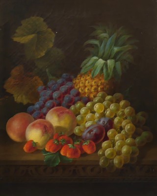 Lot 2447 - 19th century school - Still life with fruit on...
