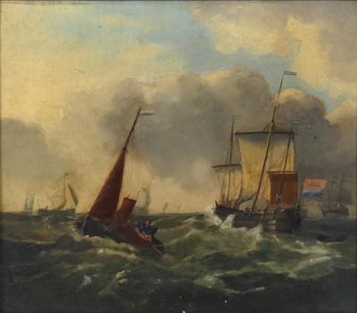 Lot 2463 - 19th century school - Dutch barges in choppy...