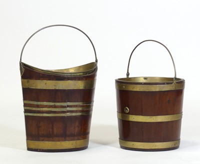 Lot 2511 - A mahogany and brass bound peat bucket, of...