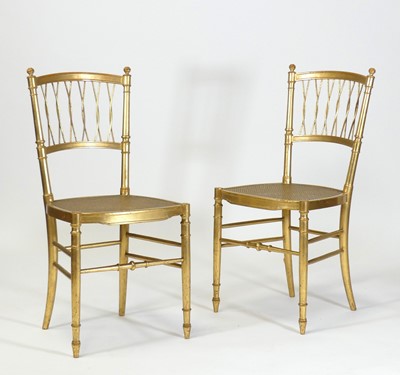 Lot 2503 - A pair of giltwood ballroom chairs, each with...