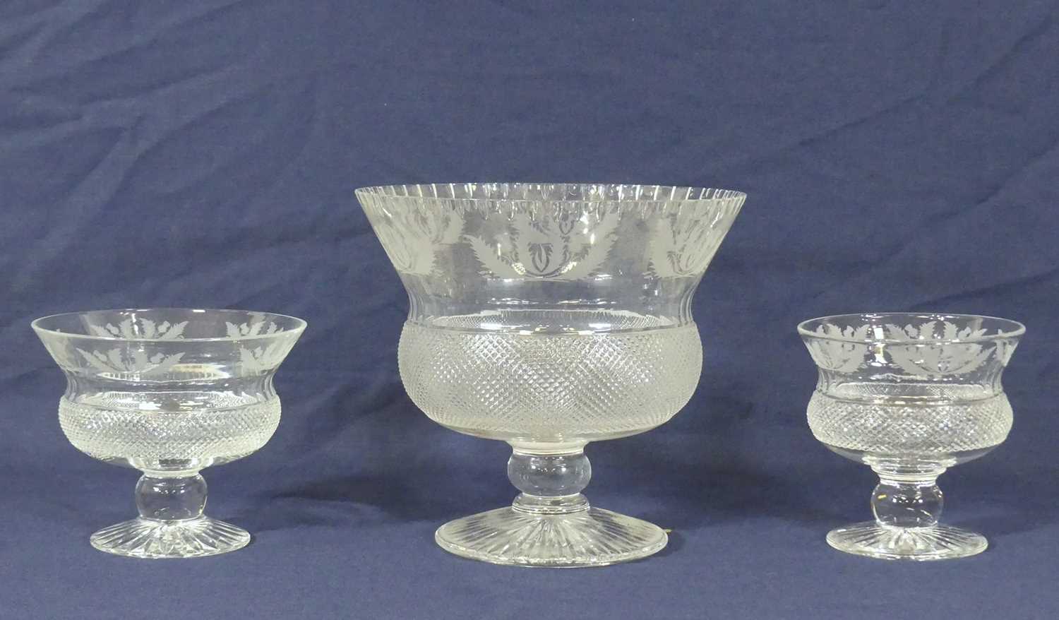 Lot 2085 - An Edinburgh Crystal Thistle pattern pedestal...