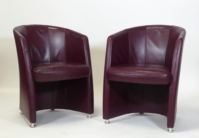 Lot 468 - Rolf Benz - a pair of maroon leather bucket...