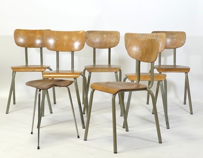 Lot 459 - A set of six 1970s plywood and painted metal...