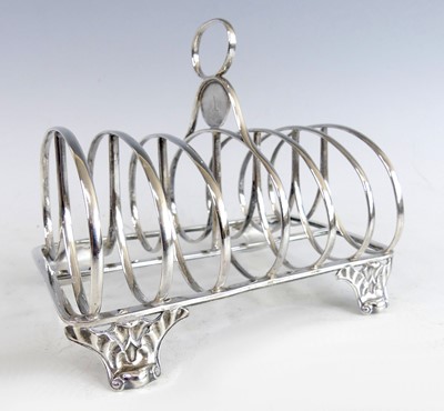 Lot 2206 - An early Victorian silver six-division toast...