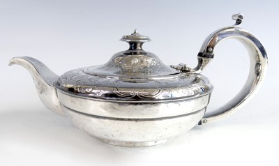 Lot 2217 - A William IV silver bachelor's teapot, of...
