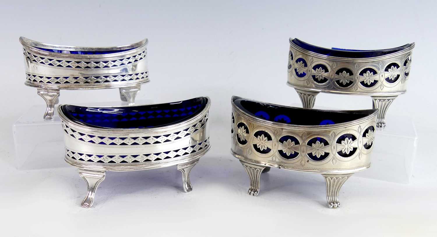 Lot 2111 - A pair of George III silver table salts, each...