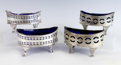Lot 2111 - A pair of George III silver table salts, each...